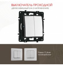 Выключатель двухклавишный проходной Arte Milano 217.32-2.silver