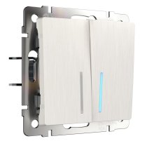 Выключатель двухклавишный с подсветкой Werkel перламутровый рифленый W1120113 4690389160905