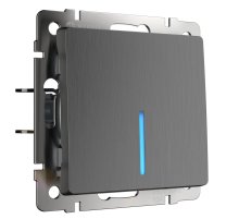 Выключатель Werkel одноклавишный проходной с подсветкой графит рифленый W1112104 4690389158421