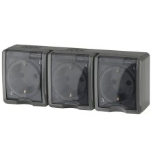 Розетка ЭРА Эксперт 3х2P+E IP54 со шторками 16A 250V 11-2406-03 Б0020723
