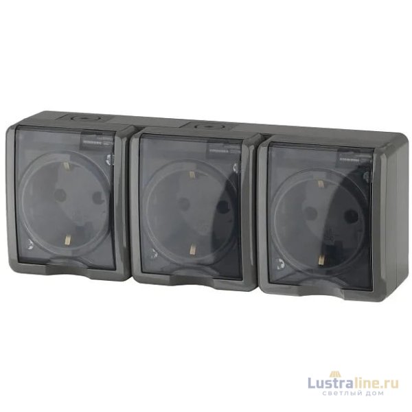 Розетка ЭРА Эксперт 3х2P+E IP54 со шторками 16A 250V 11-2406-03 Б0020723