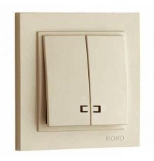 Выключатель двухклавишный с подсветкой Mono Electric Despina 10А 250В крем 102-170025-103