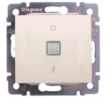 Переключатель одноклавишный двухполюсный Legrand Valena 10A 250V с подсветкой слоновая кость 774349