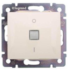 Переключатель одноклавишный двухполюсный Legrand Valena 10A 250V с подсветкой слоновая кость 774349