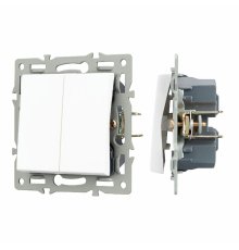 Механизм выключателя двухклавишный непроходной Arlight SWT-MK02-PL-WH (250V, 16A) 043724