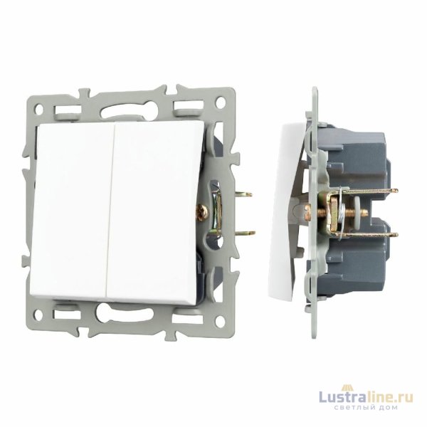 Механизм выключателя двухклавишный непроходной Arlight SWT-MK02-PL-WH (250V, 16A) 043724