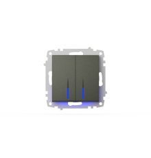 Выключатель двухклавишный с подсветкой ELBI Zena Vega 609-011100-203
