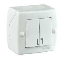 Выключатель двухклавишный Mono Electric Octans IP20 10А 250В белый 104-010101-102