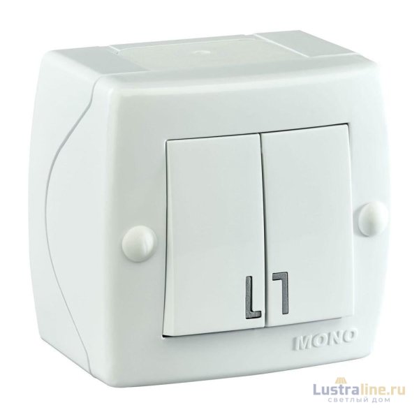 Выключатель двухклавишный Mono Electric Octans IP20 10А 250В белый 104-010101-102