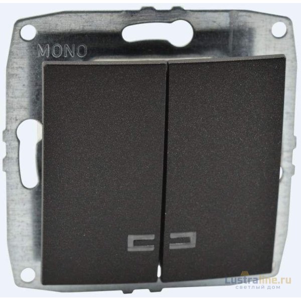 Выключатель двухклавишный с подсветкой Mono Electric Despina-Larissa 10А 250В графит 500-002025-103