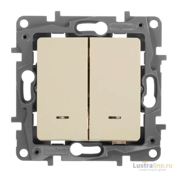 Переключатель двухклавишный Legrand Etika с подсветкой 10A 250V слоновая кость 672316