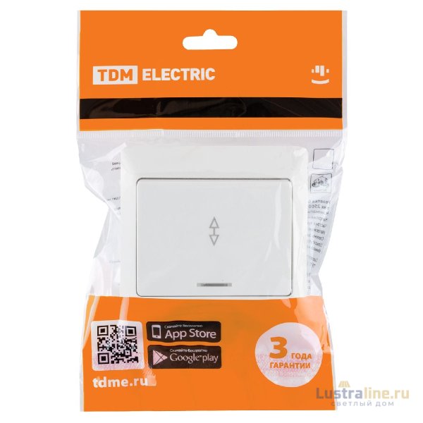 Выключатель одноклавишный с подсветкой на 2 направления Ильмень TDM Electric SQ1823-0006