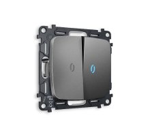 Комплект механизма 2-кл проходного выключателя с подсветкой Ambrella Volt Omega MO654040