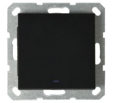 Выключатель одноклавишный Jasmart со светодиодом с накладкой 10A 250V черный матовый (soft touch) G3011NPB