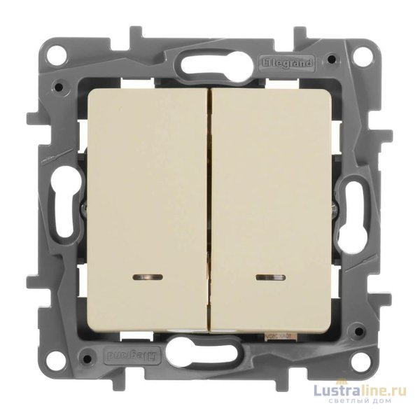 Переключатель двухклавишный Legrand Etika с подсветкой 10A 250V белый 672216