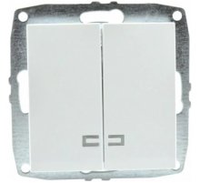 Выключатель двухклавишный с подсветкой Mono Electric Despina-Larissa 10А 250В белый 500-001925-103 Выключатель двухклавишный с подсветкой Mono Electric Despina-Larissa 10А 250В белый 500-001925-103