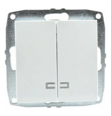 Выключатель двухклавишный с подсветкой Mono Electric Despina-Larissa 10А 250В белый 500-001925-103