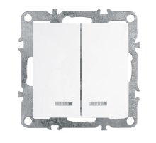 Выключатель двухклавишный Stekker Эрна с подсветкой белый PSW10-9102-01 39310