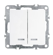 Выключатель двухклавишный Stekker Эрна с подсветкой белый PSW10-9102-01 39310