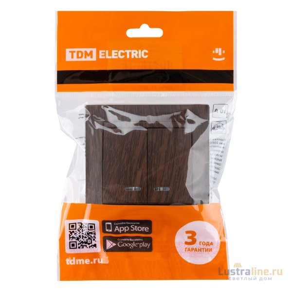 Выключатель двухклавишный с подсветкой Лама TDM Electric SQ1815-0405 Выключатель двухклавишный с подсветкой Лама TDM Electric SQ1815-0405