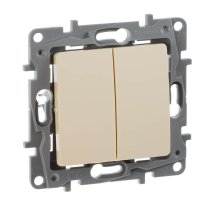 Переключатель двухклавишный Legrand Etika 10A 250V слоновая кость 672312