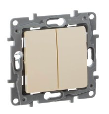 Переключатель двухклавишный Legrand Etika 10A 250V слоновая кость 672312