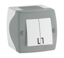 Выключатель двухклавишный Mono Electric Octans IP20 10А 250В бело-серый 104-020001-102