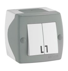 Выключатель двухклавишный Mono Electric Octans IP20 10А 250В бело-серый 104-020001-102