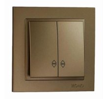 Выключатель двухклавишный проходной Mono Electric Despina 10А 250В бронза 102-232323-111