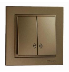 Выключатель двухклавишный проходной Mono Electric Despina 10А 250В бронза 102-232323-111