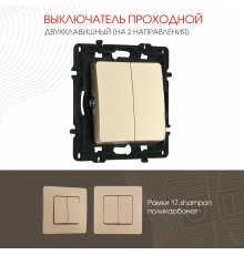 Выключатель двухклавишный проходной Arte Milano 217.32-2.shampan
