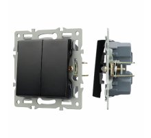 Механизм выключателя двухклавишный проходной Arlight SWT-MKP2-PL-BK (250V, 16A) 043728