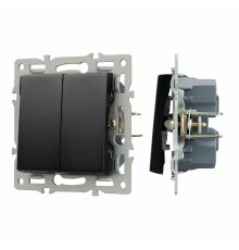 Механизм выключателя двухклавишный проходной Arlight SWT-MKP2-PL-BK (250V, 16A) 043728