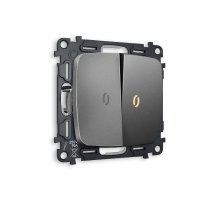 Комплект механизма 2-кл проходного выключателя с подсветкой Ambrella Volt Omega MO654030