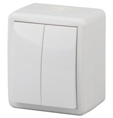 Выключатель двухклавишный ЭРА Эксперт 10AX 250V IP54 11-1404-01 Б0020675