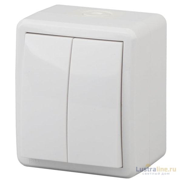 Выключатель двухклавишный ЭРА Эксперт 10AX 250V IP54 11-1404-01 Б0020675