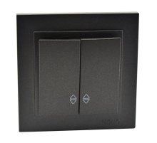 Выключатель двухклавишный проходной Mono Electric Despina 10А 250В графит 102-202023-111 Выключатель двухклавишный проходной Mono Electric Despina 10А 250В графит 102-202023-111