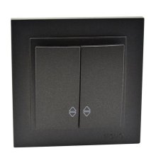 Выключатель двухклавишный проходной Mono Electric Despina 10А 250В графит 102-202023-111