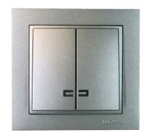 Выключатель двухклавишный с подсветкой Mono Electric Despina 10A 250В антрацит 102-242425-103 Выключатель двухклавишный с подсветкой Mono Electric Despina 10A 250В антрацит 102-242425-103