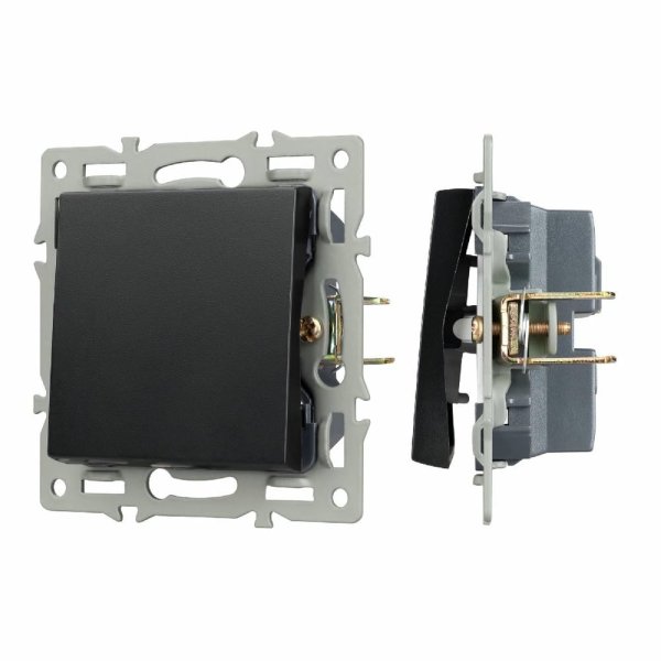 Механизм выключателя одноклавишный проходной Arlight SWT-MKP1-PL-BK (250V, 16A) 043715