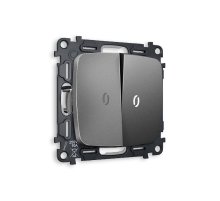 Комплект механизма 2-кл проходного выключателя с подсветкой Ambrella Volt Omega MO654035