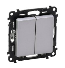 Выключатель двухклавишный Legrand Valena Life 10A 250V алюминий 752605