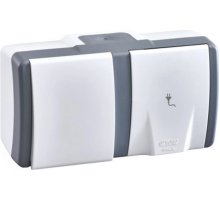 Выключатель одноклавишный + розетка без заземления Mono Electric Octans IP54 10A 250В бело-серый 154-020001-185