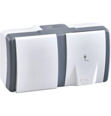 Выключатель одноклавишный + розетка без заземления Mono Electric Octans IP54 10A 250В бело-серый 154-020001-185