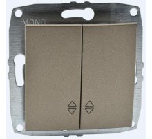 Выключатель двухклавишный проходной Mono Electric Despina-Larissa 10А 250В бронза 500-002323-111