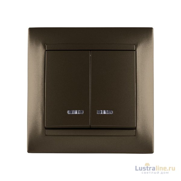 Выключатель двухклавишный с подсветкой Лама TDM Electric SQ1815-0705