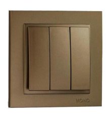 Выключатель трехклавишный Mono Electric Despina 10А 250В бронза 102-232322-114