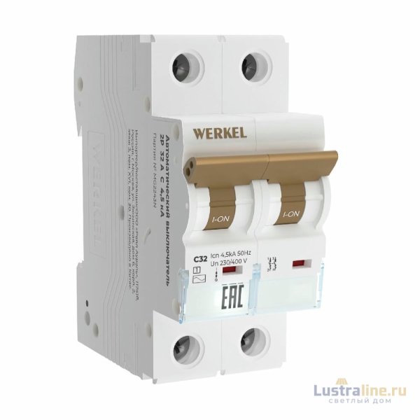 Автоматический выключатель 2P 32 A C 4,5 кА Werkel W902P324 4690389192821 a062497