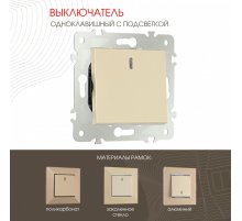Выключатель одноклавишный с подсветкой Arte Milano 203.31-1.shampan