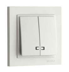 Выключатель двухклавишный с подсветкой Mono Electric Despina 10А 250В белый 102-190025-103